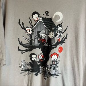 Horror Movie Villain Clubhouse T Shirt Sz 2X Pennywise Freddy Halloween Scream